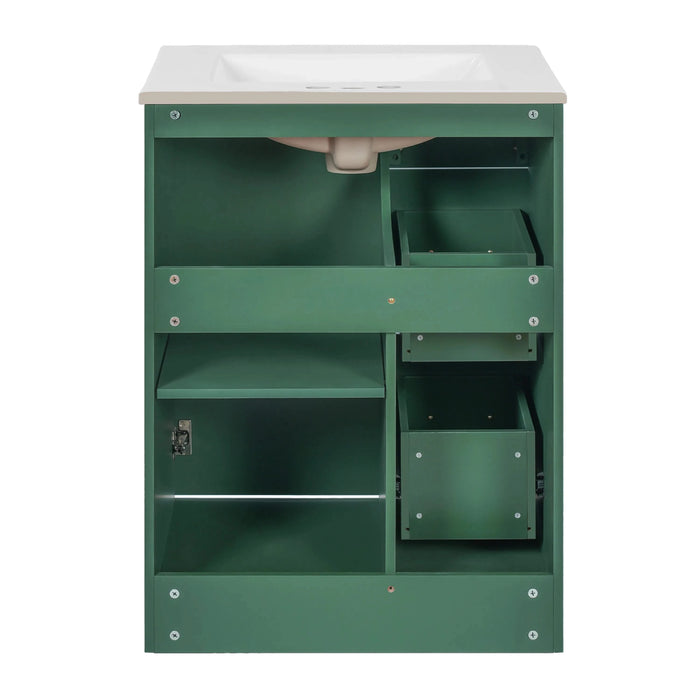 24' Modern Bathroom Vanity with Sink, Small Bathroom Sink Cabinet with 2 Drawers and Soft-Closing Door, Under-mount Sink Bathroom Cabinet with Drawers Default -DTYStore