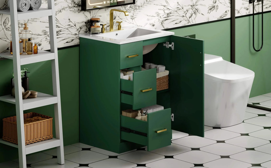 24' Modern Bathroom Vanity with Sink, Small Bathroom Sink Cabinet with 2 Drawers and Soft-Closing Door, Under-mount Sink Bathroom Cabinet with Drawers Default -DTYStore