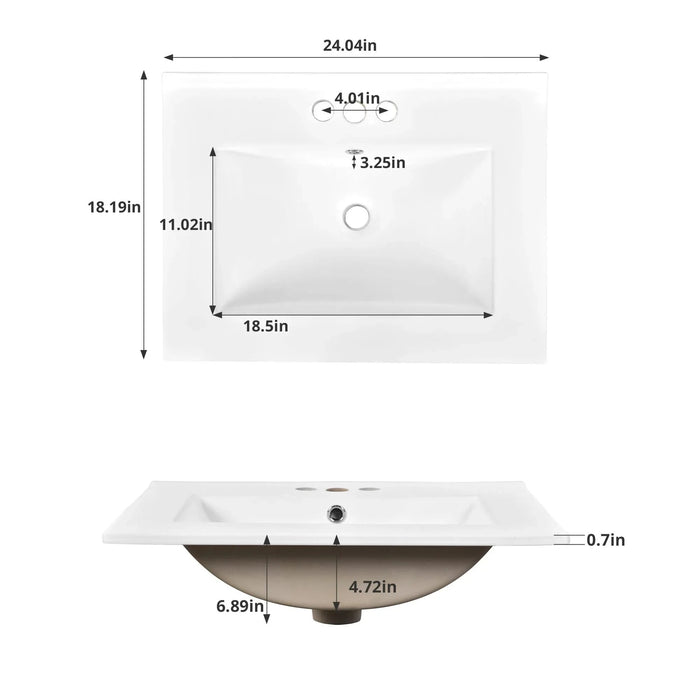 24' Modern Bathroom Vanity with Sink, Small Bathroom Sink Cabinet with 2 Drawers and Soft-Closing Door, Under-mount Sink Bathroom Cabinet with Drawers Default -DTYStore