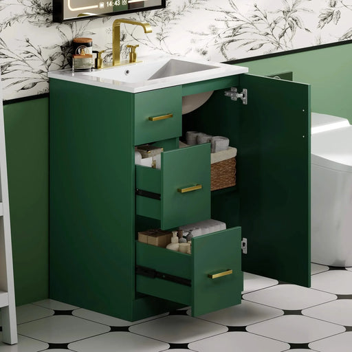 24' Modern Bathroom Vanity with Sink, Small Bathroom Sink Cabinet with 2 Drawers and Soft-Closing Door, Under-mount Sink Bathroom Cabinet with Drawers Default -DTYStore