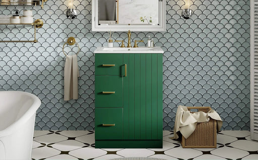 24' Modern Bathroom Vanity with Sink, Small Bathroom Sink Cabinet with 2 Drawers and Soft-Closing Door, Under-mount Sink Bathroom Cabinet with Drawers Default -DTYStore