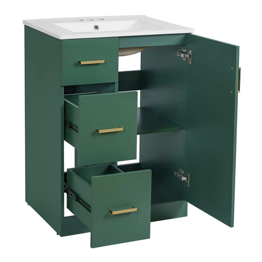 24' Modern Bathroom Vanity with Sink, Small Bathroom Sink Cabinet with 2 Drawers and Soft-Closing Door, Under-mount Sink Bathroom Cabinet with Drawers Default -DTYStore