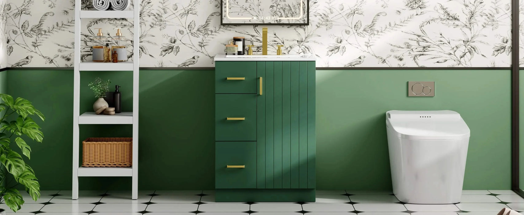 24' Modern Bathroom Vanity with Sink, Small Bathroom Sink Cabinet with 2 Drawers and Soft-Closing Door, Under-mount Sink Bathroom Cabinet with Drawers Default -DTYStore