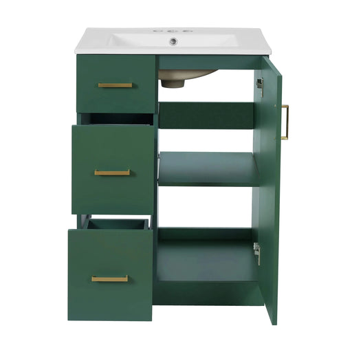 24' Modern Bathroom Vanity with Sink, Small Bathroom Sink Cabinet with 2 Drawers and Soft-Closing Door, Under-mount Sink Bathroom Cabinet with Drawers Default -DTYStore