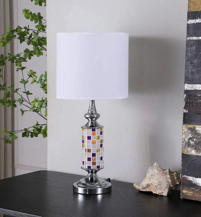 24' Vicki Chrome Bohemian Glass Mosaic Modern Table Lamp Default -DTYStore