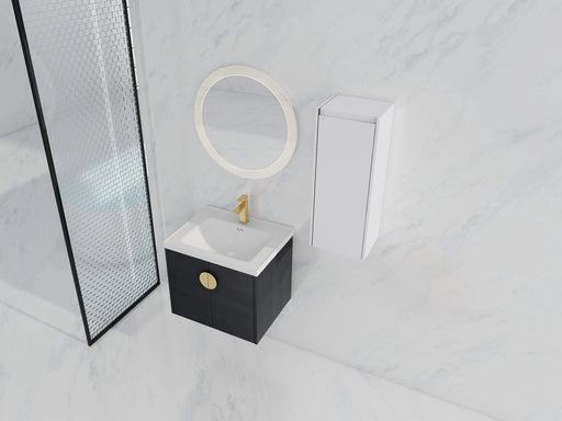 24' Wall-Mounted Bathroom Vanity With Ceramic Sink and Side Cabinet, Soft Close Doors, 00112WH-06324BCT Combination Cabinet(KD-Packing) Default -DTYStore