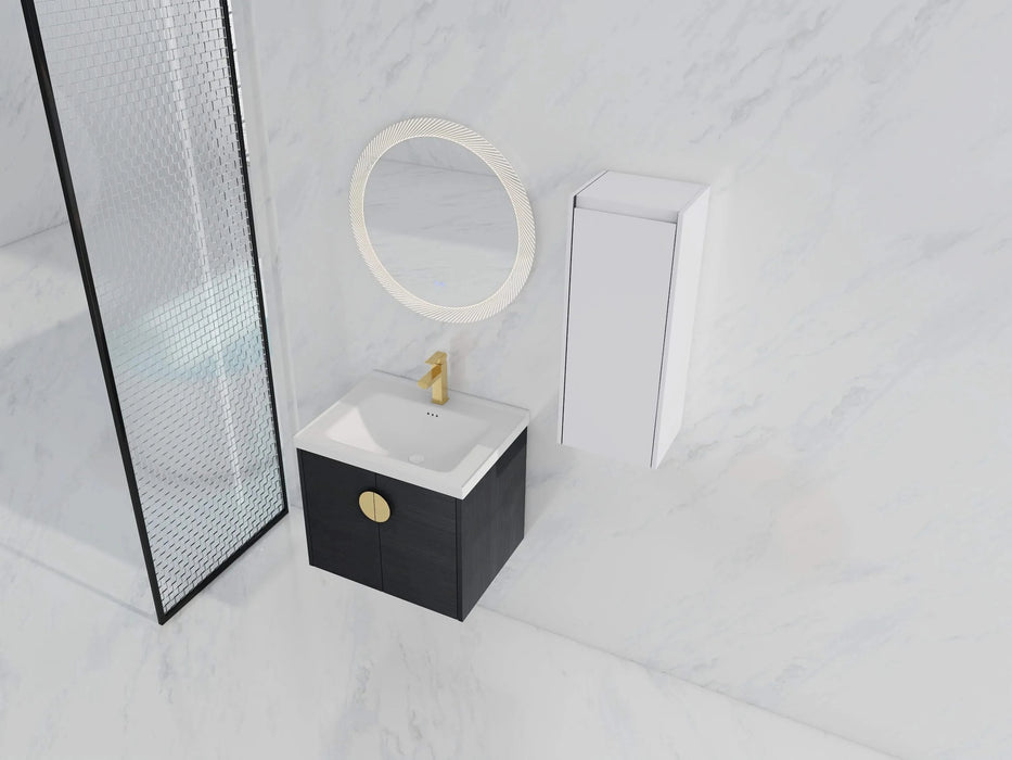 24' Wall-Mounted Bathroom Vanity With Ceramic Sink and Side Cabinet, Soft Close Doors, 00112WH-06324BCT Combination Cabinet(KD-Packing) Default -DTYStore