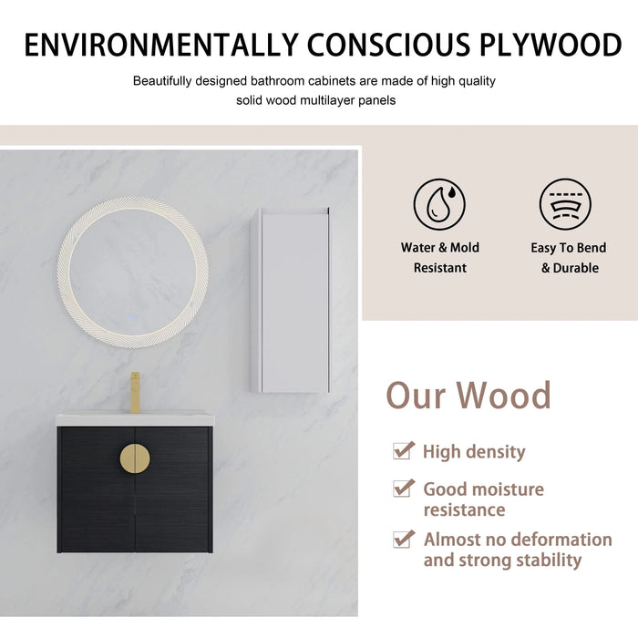 24' Wall-Mounted Bathroom Vanity With Ceramic Sink and Side Cabinet, Soft Close Doors, 00112WH-06324BCT Combination Cabinet(KD-Packing) Default -DTYStore