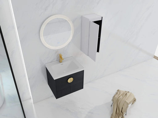 24' Wall-Mounted Bathroom Vanity With Ceramic Sink and Side Cabinet, Soft Close Doors, 00112WH-06324BCT Combination Cabinet(KD-Packing) Default -DTYStore