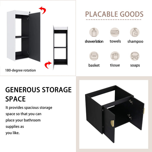 24' Wall-Mounted Bathroom Vanity With Ceramic Sink and Side Cabinet, Soft Close Doors, 00112WH-06324BCT Combination Cabinet(KD-Packing) Default -DTYStore