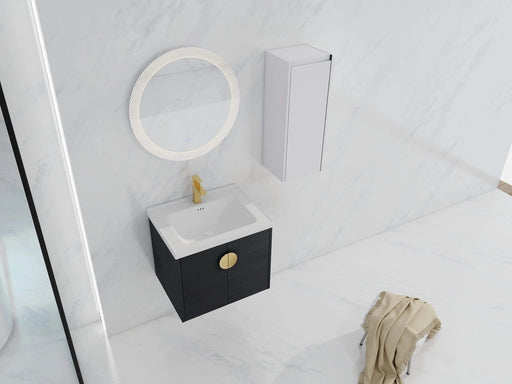 24' Wall-Mounted Bathroom Vanity With Ceramic Sink and Side Cabinet, Soft Close Doors, 00112WH-06324BCT Combination Cabinet(KD-Packing) Default -DTYStore