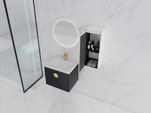 24' Wall-Mounted Bathroom Vanity With Ceramic Sink and Side Cabinet, Soft Close Doors, 00112WH-06324BCT Combination Cabinet(KD-Packing) Default -DTYStore