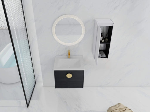 24' Wall-Mounted Bathroom Vanity With Ceramic Sink and Side Cabinet, Soft Close Doors, 00112WH-06324BCT Combination Cabinet(KD-Packing) Default -DTYStore