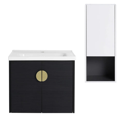 24' Wall-Mounted Bathroom Vanity With Ceramic Sink and Side Cabinet, Soft Close Doors, 00212WHK-06324BCT Combination Cabinet(KD-Packing) Default -DTYStore