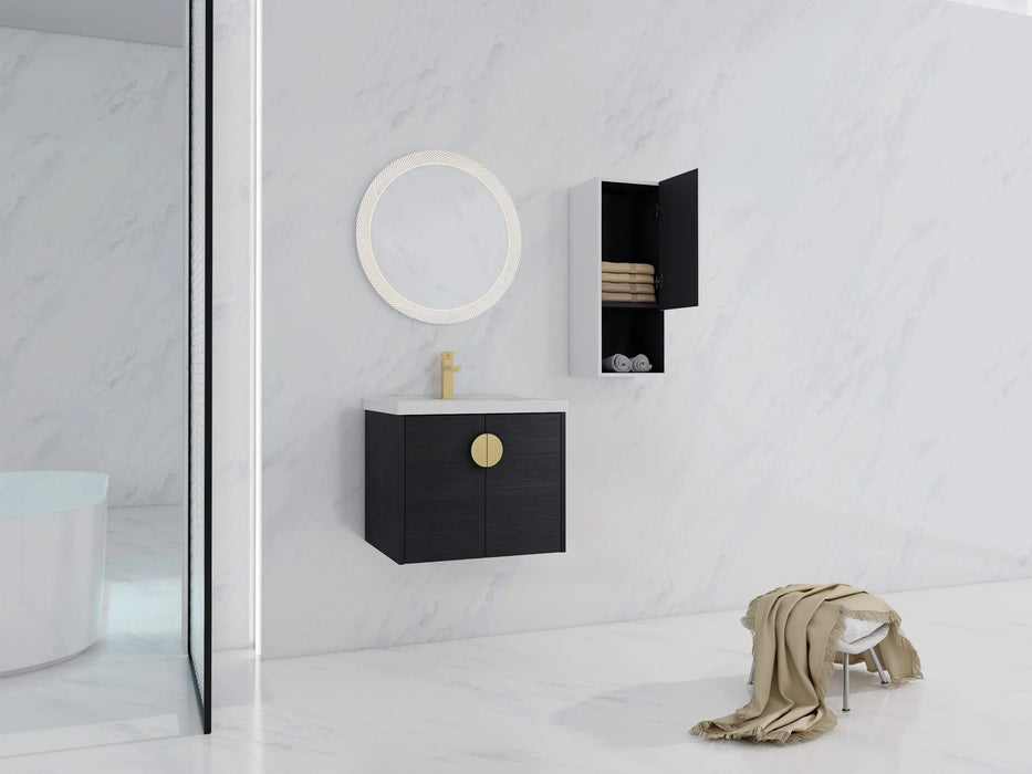 24' Wall-Mounted Bathroom Vanity With Ceramic Sink and Side Cabinet, Soft Close Doors, 00212WHK-06324BCT Combination Cabinet(KD-Packing) Default -DTYStore