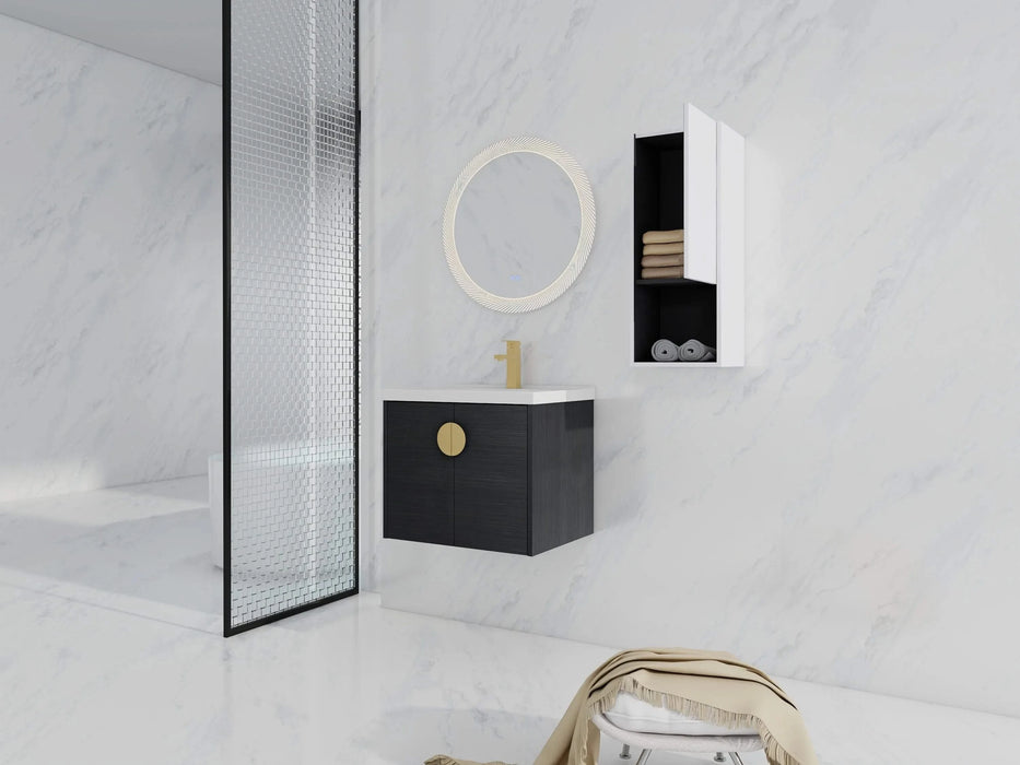 24' Wall-Mounted Bathroom Vanity With Ceramic Sink and Side Cabinet, Soft Close Doors, 00212WHK-06324BCT Combination Cabinet(KD-Packing) Default -DTYStore