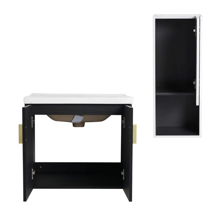 24' Wall-Mounted Bathroom Vanity With Ceramic Sink and Side Cabinet, Soft Close Doors, 00212WHK-06324BCT Combination Cabinet(KD-Packing) Default -DTYStore