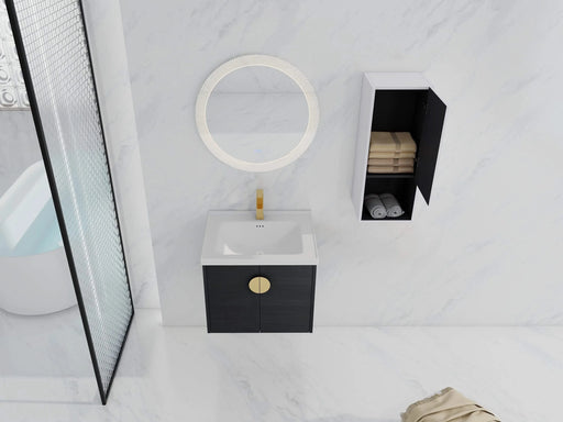 24' Wall-Mounted Bathroom Vanity With Ceramic Sink and Side Cabinet, Soft Close Doors, 00212WHK-06324BCT Combination Cabinet(KD-Packing) Default -DTYStore