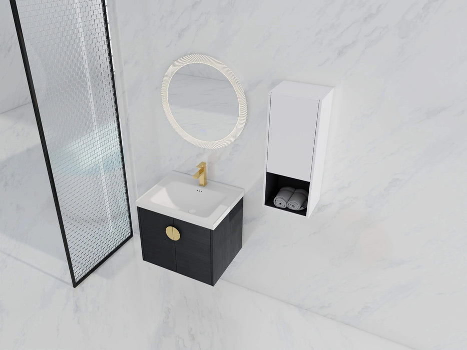 24' Wall-Mounted Bathroom Vanity With Ceramic Sink and Side Cabinet, Soft Close Doors, 00212WHK-06324BCT Combination Cabinet(KD-Packing) Default -DTYStore