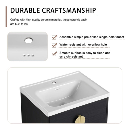 24' Wall-Mounted Bathroom Vanity With Ceramic Sink and Side Cabinet, Soft Close Doors, 00212WHK-06324BCT Combination Cabinet(KD-Packing) Default -DTYStore