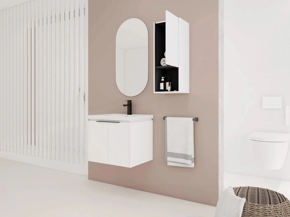 24' Wall-Mounted Bathroom Vanity With Ceramic Sink and Side Cabinet & Soft Close Doors, Combination Cabinet (KD-Package) Default -DTYStore