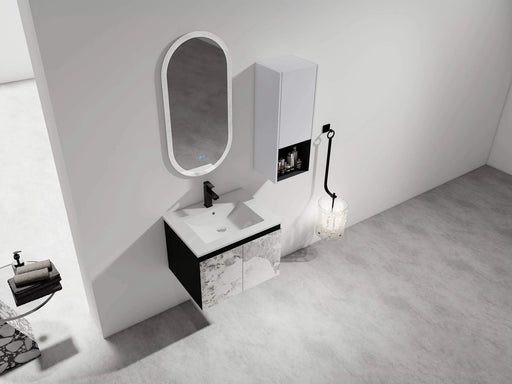 24' Wall-Mounted Bathroom Vanity With Ceramic Sink and Side Cabinet & Soft Close Doors, Combination Cabinet (KD-Package) Default -DTYStore