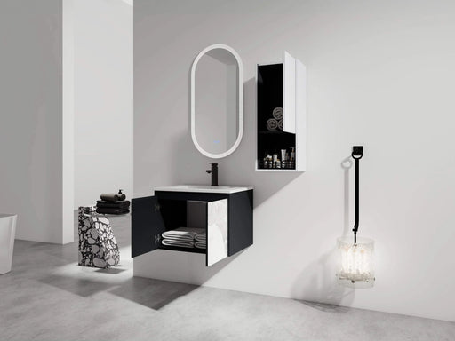 24' Wall-Mounted Bathroom Vanity With Ceramic Sink and Side Cabinet & Soft Close Doors, Combination Cabinet (KD-Package) Default -DTYStore