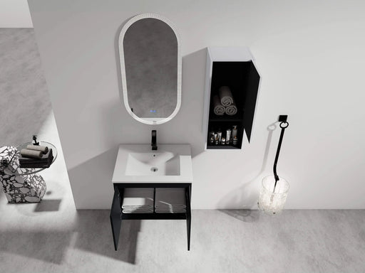 24' Wall-Mounted Bathroom Vanity With Ceramic Sink and Side Cabinet & Soft Close Doors, Combination Cabinet (KD-Package) Default -DTYStore