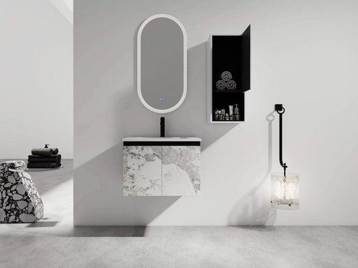 24' Wall-Mounted Bathroom Vanity With Ceramic Sink and Side Cabinet & Soft Close Doors, Combination Cabinet (KD-Package) Default -DTYStore