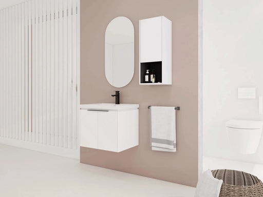 24' Wall-Mounted Bathroom Vanity With Ceramic Sink and Side Cabinet & Soft Close Doors, Combination Cabinet (KD-Package) Default -DTYStore