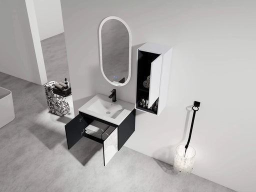 24' Wall-Mounted Bathroom Vanity With Ceramic Sink and Side Cabinet & Soft Close Doors, Combination Cabinet (KD-Package) Default -DTYStore