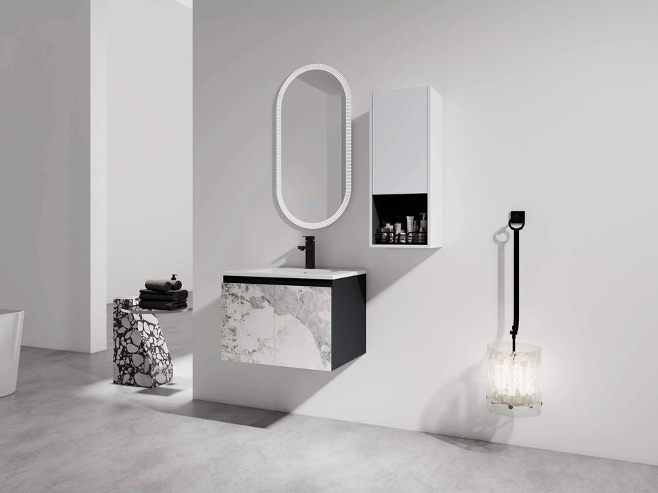 24' Wall-Mounted Bathroom Vanity With Ceramic Sink and Side Cabinet & Soft Close Doors, Combination Cabinet (KD-Package) Default -DTYStore