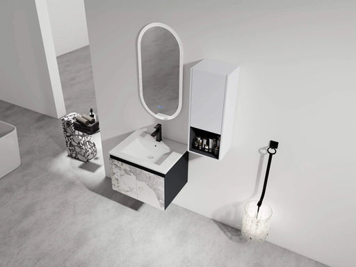 24' Wall-Mounted Bathroom Vanity With Ceramic Sink and Side Cabinet & Soft Close Doors, Combination Cabinet (KD-Package) Default -DTYStore