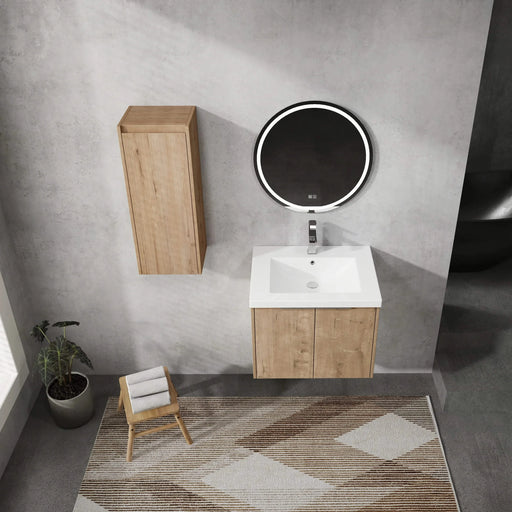 24' Wall-Mounted Bathroom Vanity With Sink and Side Cabinet, Soft Close Doors,00112IMO-00624IMO Combination Cabinet(KD-Packing) Default -DTYStore