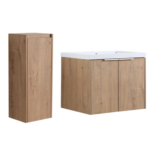 24' Wall-Mounted Bathroom Vanity With Sink and Side Cabinet, Soft Close Doors,00112IMO-00624IMO Combination Cabinet(KD-Packing) Default -DTYStore