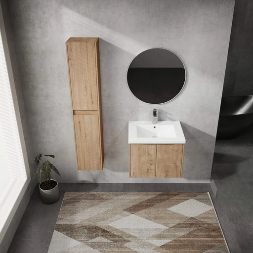 24' Wall-Mounted Bathroom Vanity With Sink and Side Cabinet, Soft Close Doors,00112IMO x 2-00624IMO Combination Cabinet(KD-Packing) Default -DTYStore