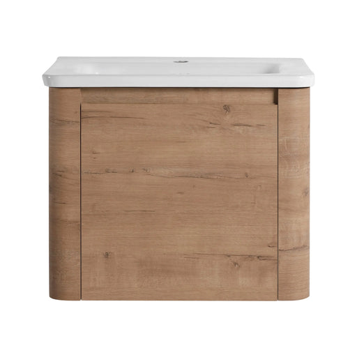 24'' Wall-Mounted Bathroom Vanity with White Ceramic Sink & 1-Soft-Close Door, KD-Packing, Plywood Default -DTYStore