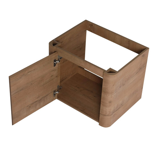 24'' Wall-Mounted Bathroom Vanity with White Ceramic Sink & 1-Soft-Close Door, KD-Packing, Plywood Default -DTYStore