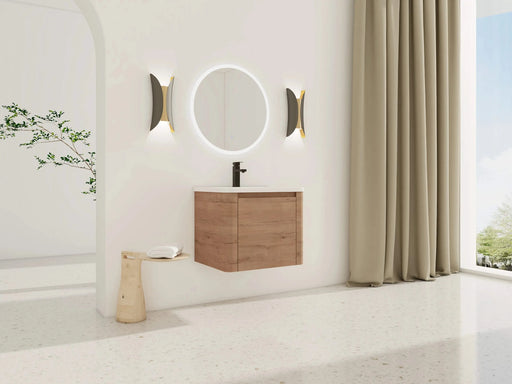 24'' Wall-Mounted Bathroom Vanity with White Ceramic Sink & 1-Soft-Close Door, KD-Packing, Plywood Default -DTYStore