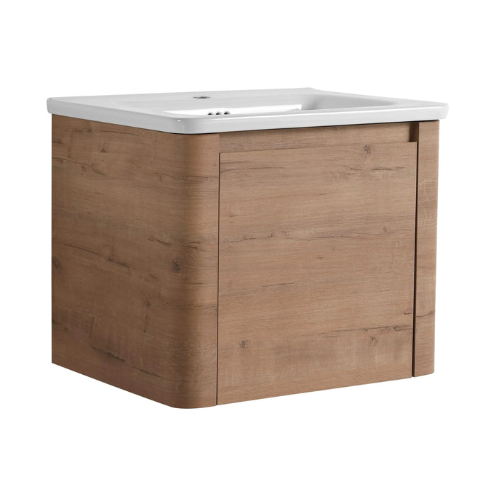 24'' Wall-Mounted Bathroom Vanity with White Ceramic Sink & 1-Soft-Close Door, KD-Packing, Plywood Default -DTYStore
