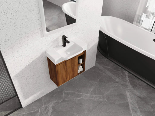 24'' Wall-Mounted Bathroom Vanity with White Ceramic Sink & Soft-Close Door, KD-Packing Default -DTYStore