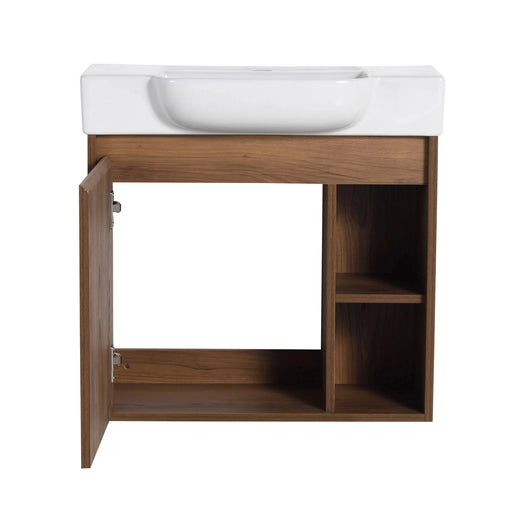 24'' Wall-Mounted Bathroom Vanity with White Ceramic Sink & Soft-Close Door, KD-Packing Default -DTYStore