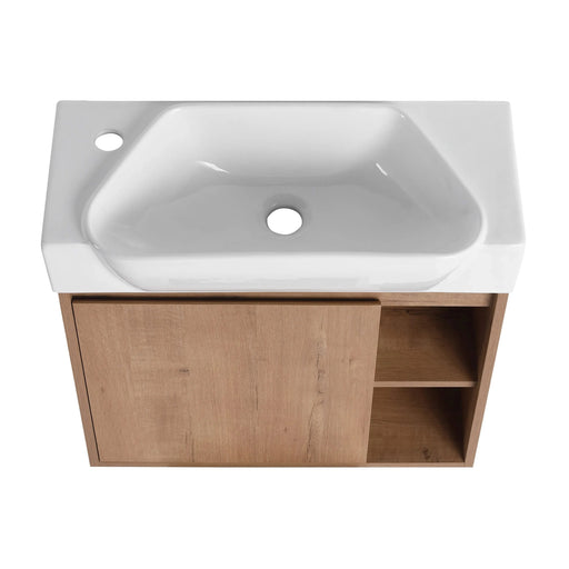 24'' Wall-Mounted Bathroom Vanity with White Ceramic Sink & Soft-Close Door, KD-Packing Default -DTYStore