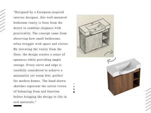 24'' Wall-Mounted Bathroom Vanity with White Ceramic Sink & Soft-Close Door, KD-Packing Default -DTYStore