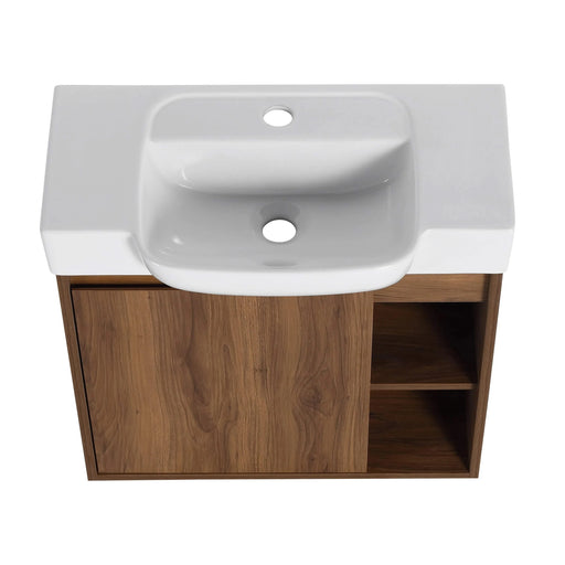 24'' Wall-Mounted Bathroom Vanity with White Ceramic Sink & Soft-Close Door, KD-Packing Default -DTYStore