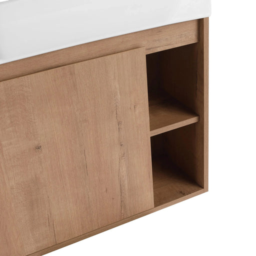 24'' Wall-Mounted Bathroom Vanity with White Ceramic Sink & Soft-Close Door, KD-Packing Default -DTYStore