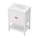 24' White Modern Sleek Bathroom Vanity Elegant Ceramic Sink with Solid Wood Frame Open Style Shelf Default -DTYStore