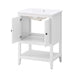 24' White Modern Sleek Bathroom Vanity Elegant Ceramic Sink with Solid Wood Frame Open Style Shelf Default -DTYStore