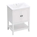 24' White Modern Sleek Bathroom Vanity Elegant Ceramic Sink with Solid Wood Frame Open Style Shelf Default -DTYStore
