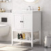 24' White Modern Sleek Bathroom Vanity Elegant Ceramic Sink with Solid Wood Frame Open Style Shelf Default -DTYStore